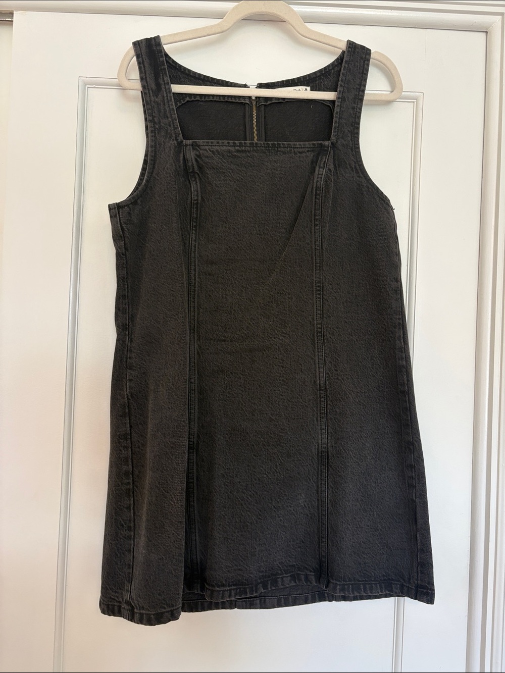 Abercrombie & Fitch Charcoal Black Denim Pinafore Mini Dress